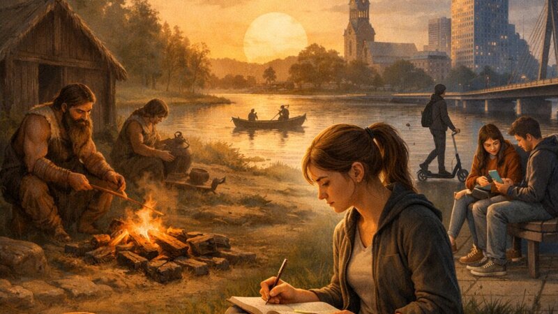 Salīdzinājums starp mūsdienu un senā cilvēka dzīves paradumiem un domāšanu